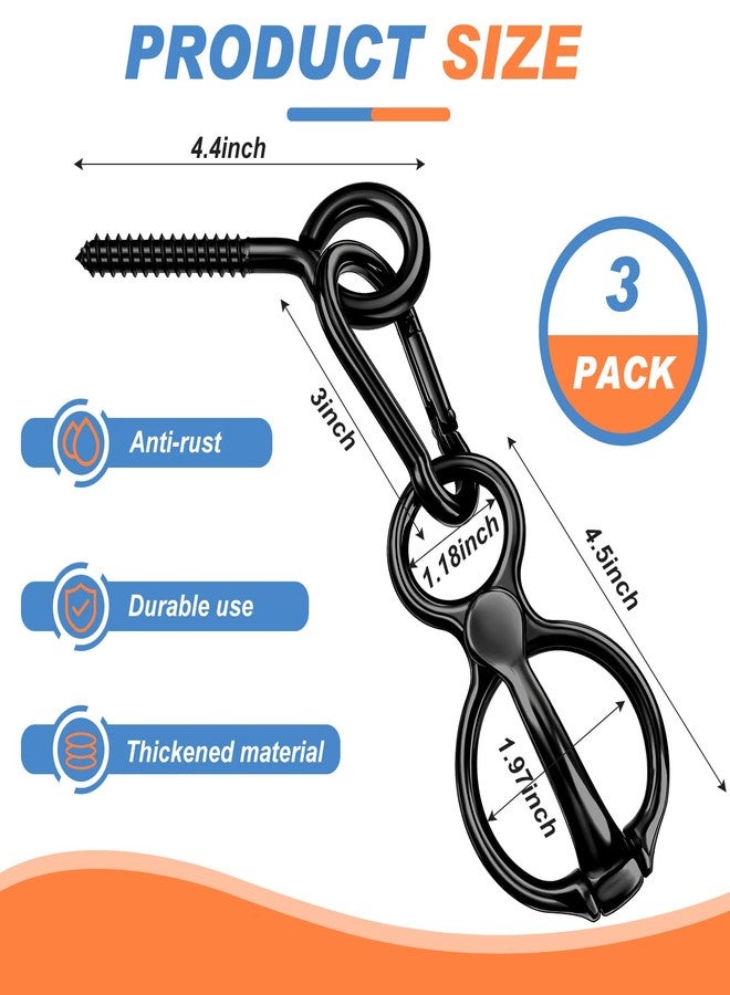 Nuenen Horse Tie Ring Stainless Steel Horse Tack and Supplies Safety Accessories with Eye Bolts and Snaps Saddle Training Equipment for Pulling(Black,3 Sets) - Image 2